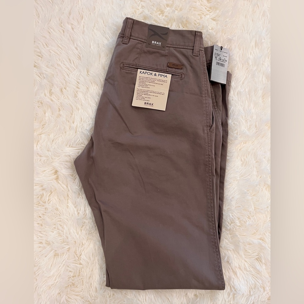 ! New ! Brax Men's Tan Chinos Evan’s style US 34R/32